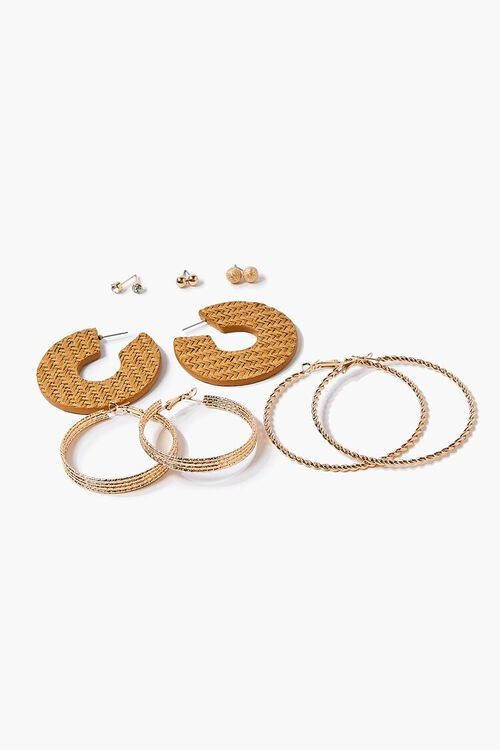 Basketwoven Hoop & Ball Stud Earring Set | Forever 21 (US)