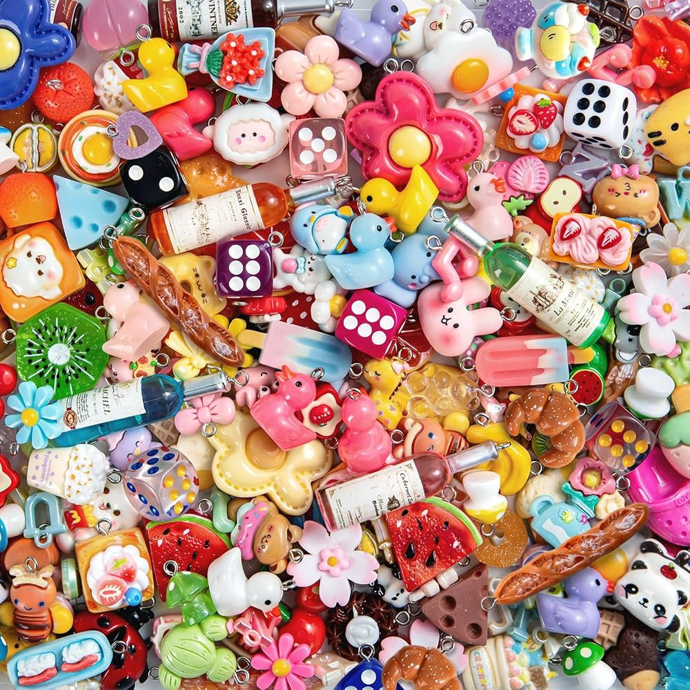 RQAYE DIY Cute charms for bracelets Resin Charms for DIY Keychain & Jewelry Making \u2013 Mini Fr... | Amazon (US)