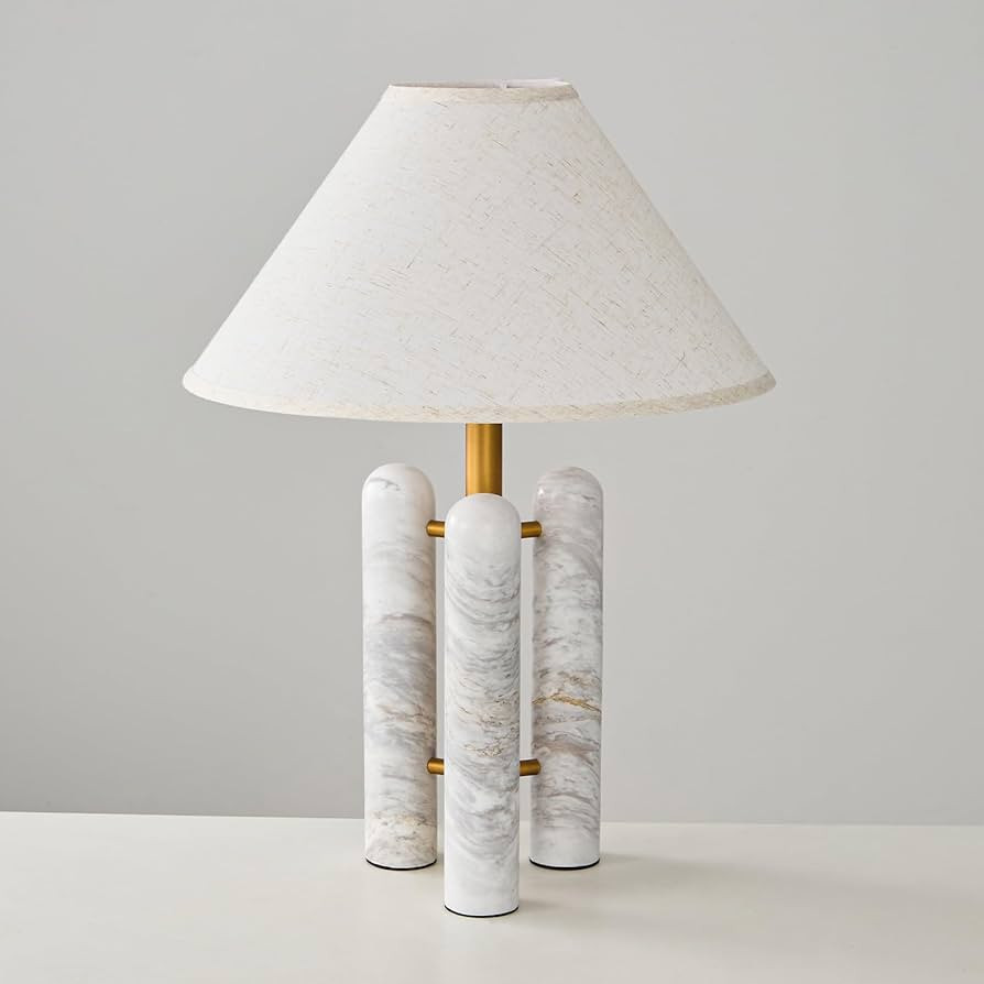 22 Inch Natural Alabaster Table Lamp, 11.8lb Large Marble Lamp with Fabric Shade, Modern Stone De... | Amazon (US)