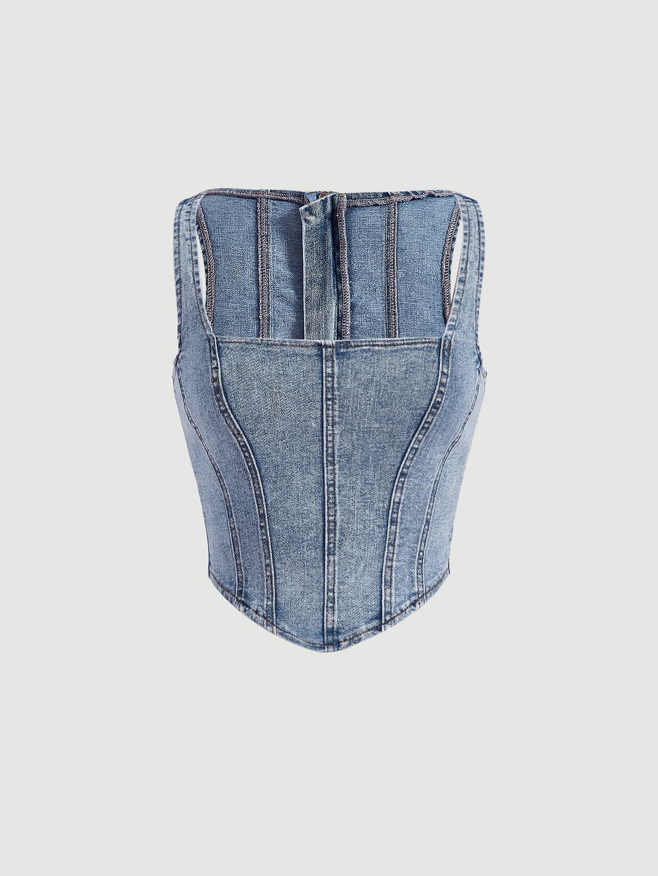 SHEIN MOD Hanky Hem Seam Front Denim Top | SHEIN