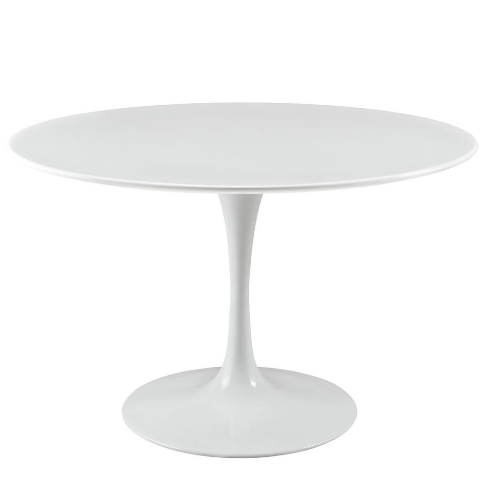 MODWAY 47 in. Lippa in White Round Wood Top Dining Table | The Home Depot