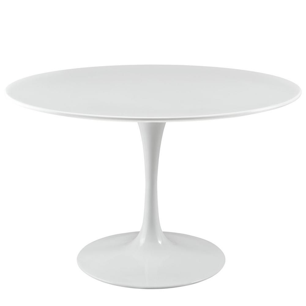 MODWAY 47 in. Lippa in White Round Wood Top Dining Table | The Home Depot