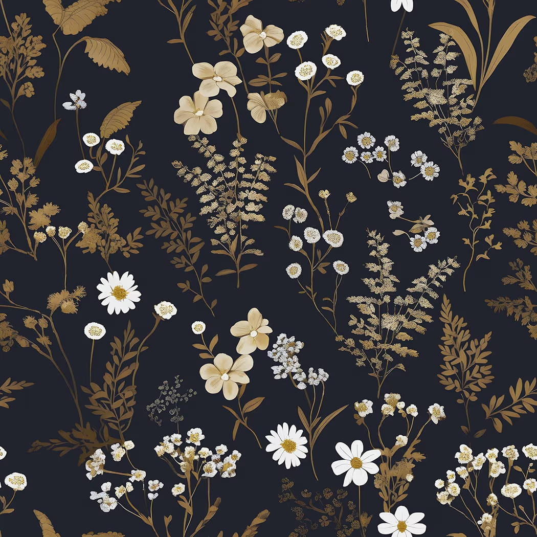 Dark Floral Wallpaper Peel and Stick 17.5in x 393in Black Navy Leaf Wallpaper Vinyl Waterproof Se... | Amazon (US)