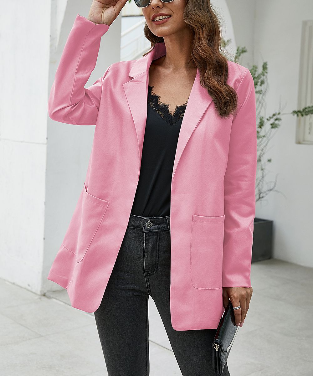 Sucrefas Women's Blazers Pink - Pink Pocket Open Blazer - Women | Zulily