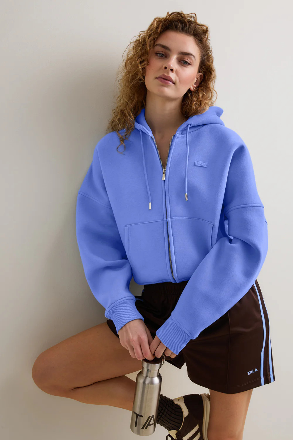 Oversized Cocoon Zip Through Hoodie - Iris Blue | TALA (UK)