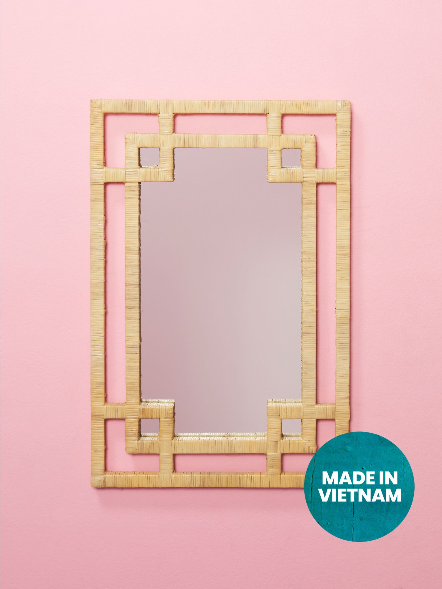 24x36 Geometric Rattan Mirror | Living Room | HomeGoods | HomeGoods
