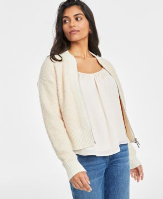 On 34th Women's Boucle Cozy Bomber Jacket, Created for Macy's - Macy's | Macy's