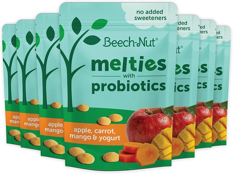 Beech-Nut Probiotic Melties Baby & Toddler Snack Melts, Apple Carrot Mango Yogurt, 1 oz (7 Pack) | Amazon (US)
