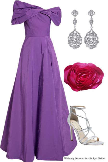 
Black tie wedding guest outfit idea in purple, pink, and silver.

#purplefulllengthgown #purpleformaldress #hotpinkclutch #silverheels #weddingguestdress
