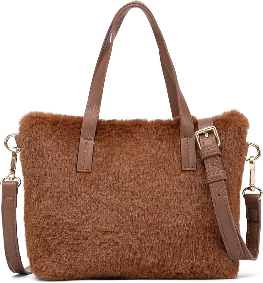 NEWBELLA Women's Plush Tote Bag - Cute Fuzzy Handbag with Soft Texture, Cozy Purse for Fall Winte... | Amazon (US)