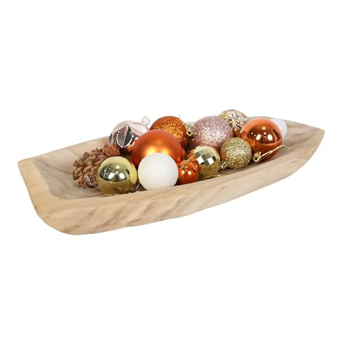 Uziass Wood Dough Bowl, 17.75" Hand Carved Decorative Wooden Dough Bowls Rustic Farmhouse Wood Dough Bowl Candle Making Wood Dough Bowls | Amazon (US)