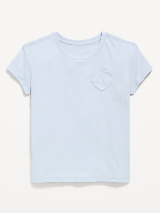 Softest Short-Sleeve Heart-Pocket T-Shirt for Girls | Old Navy (US)