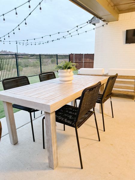 Loving our new outdoor dining table and chairs

Rope chairs / affordable outdoor furniture/ modern dining table / modern outdoor planter / outdoor string lights / string light essentials/ 

#LTKSaleAlert #LTKHome