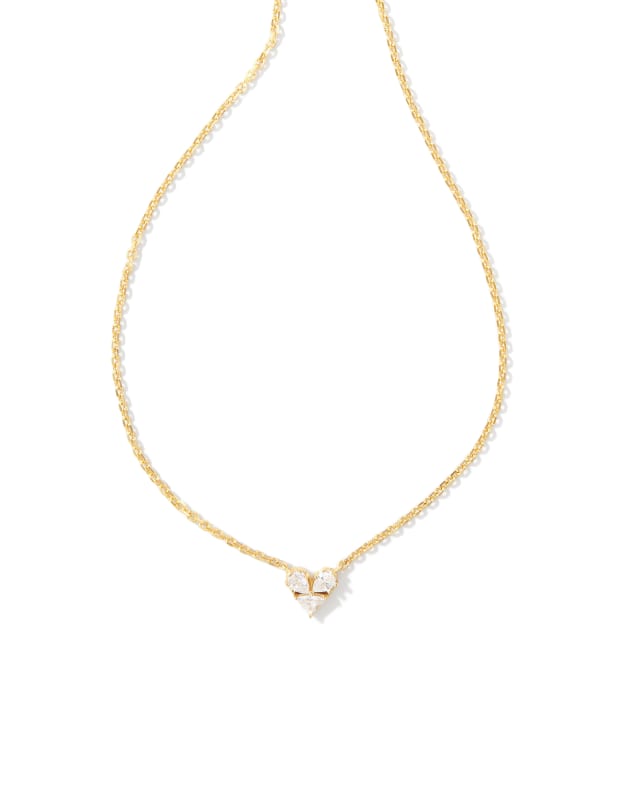 Katy Gold Heart Short Pendant Necklace in White Crystal | Kendra Scott | Kendra Scott