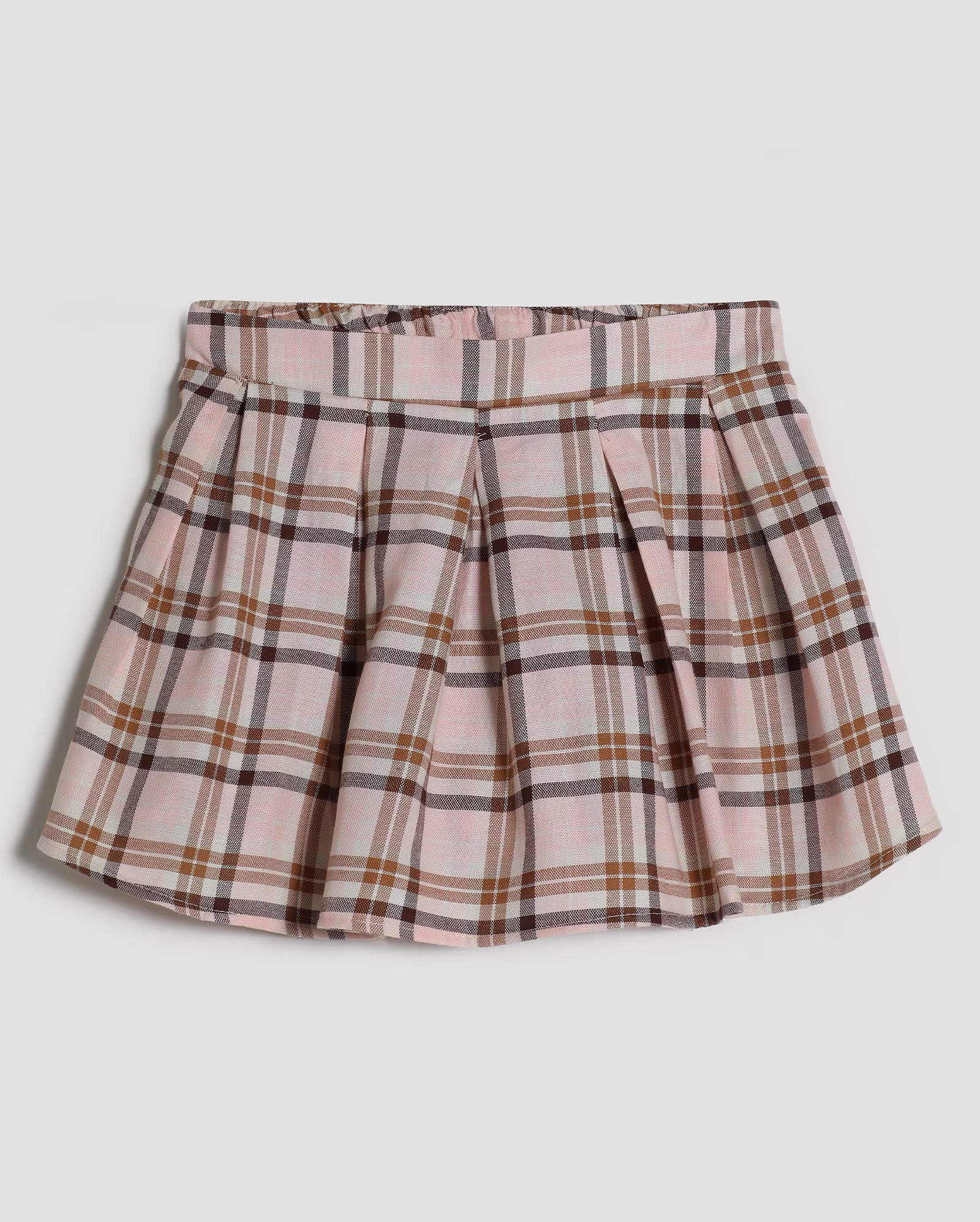 Short-saia infantil xadrez com pregas 4-10A rosa | Pool by Riachuelo | Riachuelo (BR)