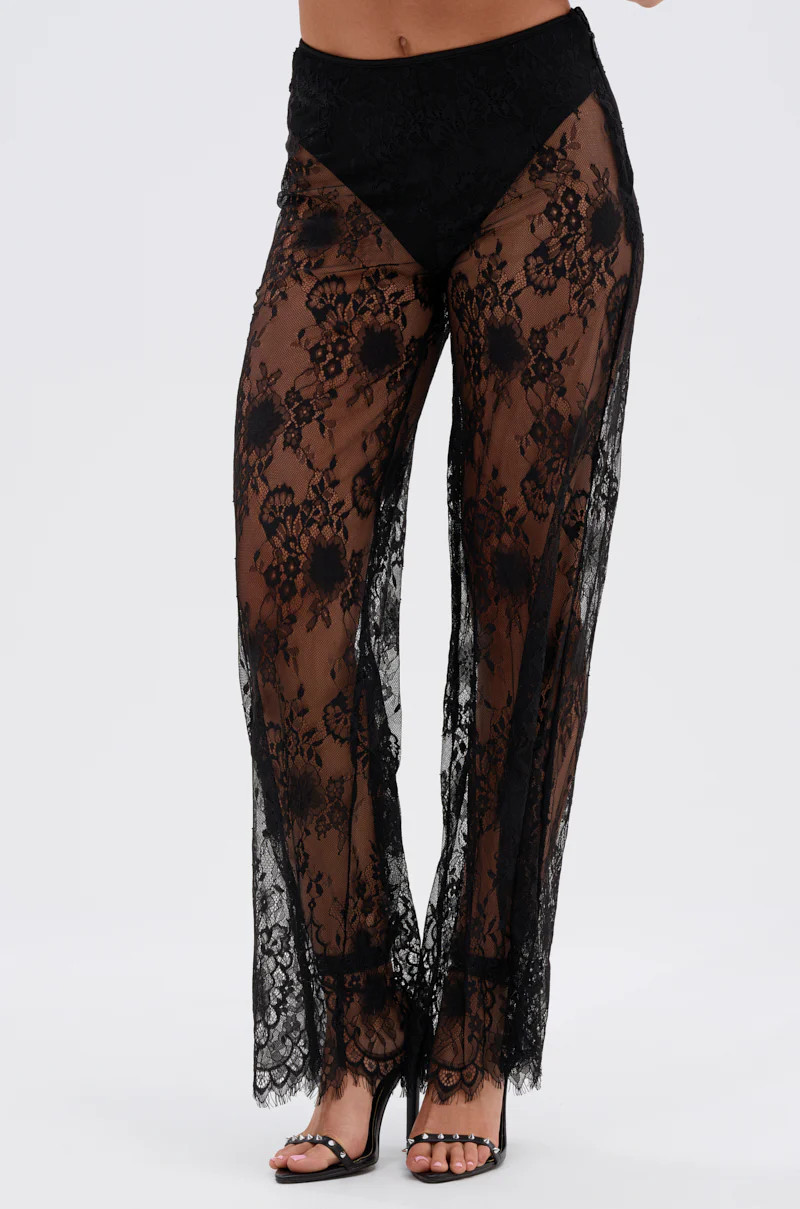 AKIRA Dressed To Impress Lace Flare Legging | Black | Size Small | AKIRA