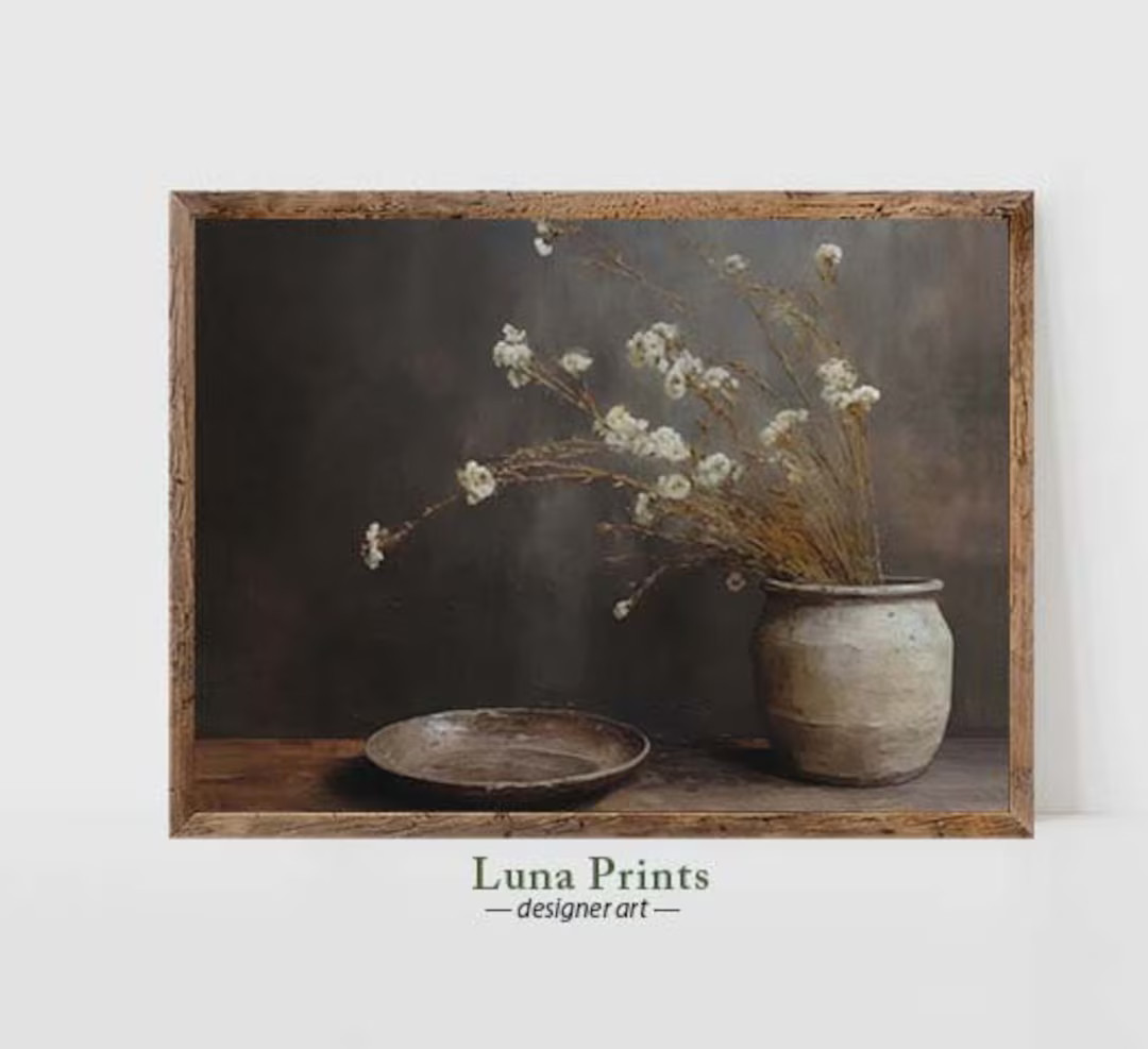 Rustic Moody Flower Painting PRINTABLE ART Vintage Floral Art Farmhouse Home Decor Fall Artwork -... | Etsy (US)