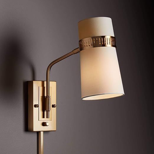 Possini Euro Design Cartwright Modern Swing Arm Wall Lamp Warm Antique Brass Plug-in Light Fixtur... | Amazon (US)