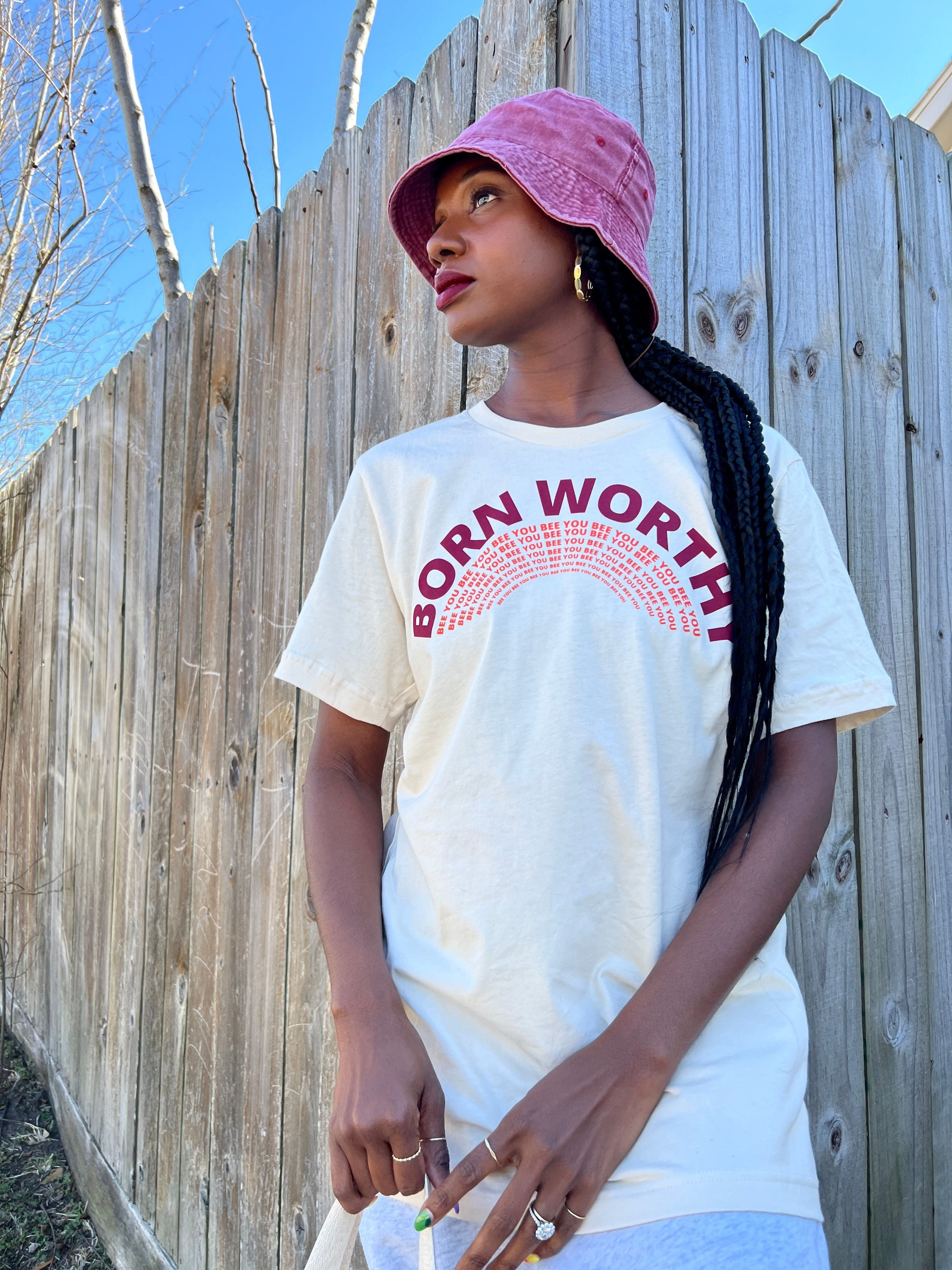 BEE YOU, Born Worthy Crewneck Tee | Beauty Disclaimer Brand LLC