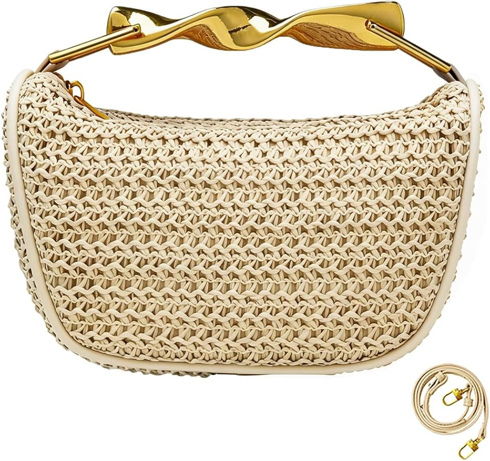 JYG Handmade Straw Crossbody Bags for Women Mini Summer Satchel Purse Fashion Woven Shoulder Hand... | Amazon (US)