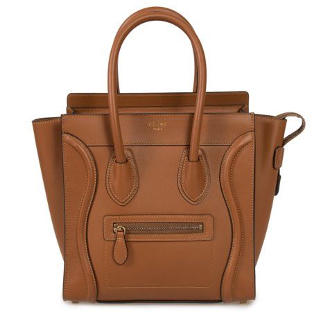 Celine Micro Luggage Tote Bag in Smooth Saddle Brown Leather | Walmart (US)