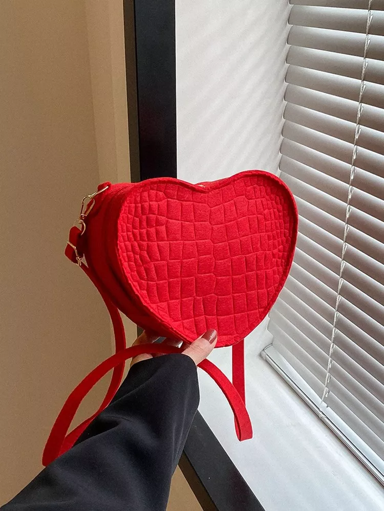 Mini Crocodile Embossed Heart Shaped Novelty Bag