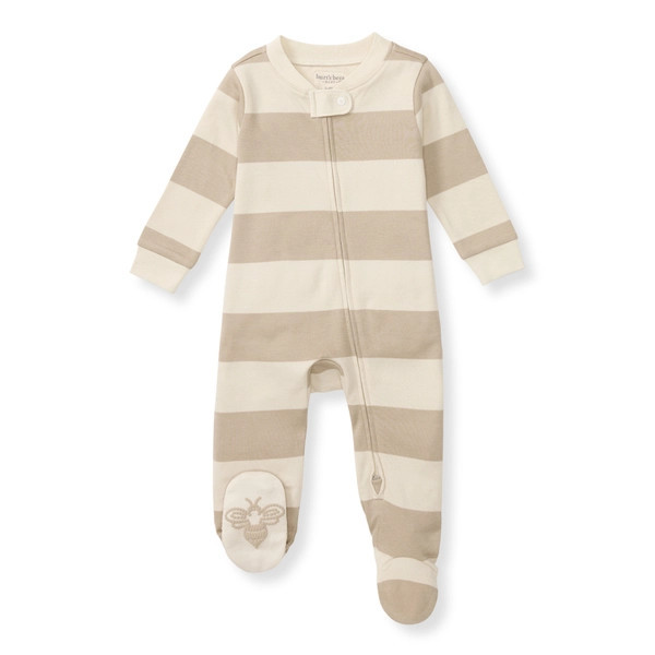 Mommy & Me Rugby Stripe Organic Cotton Pajamas - Oat | Burts Bees Baby