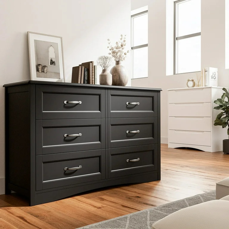 Dresser for Bedroom, Lofka Black 6  Drawer Dresser for Living Room | Walmart (US)