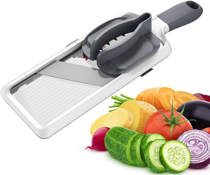 ZKIRON Multi Handheld Mandoline Food Slicer - Adjustable Stainless Steel Blade, Safety Food Grip ... | Amazon (US)