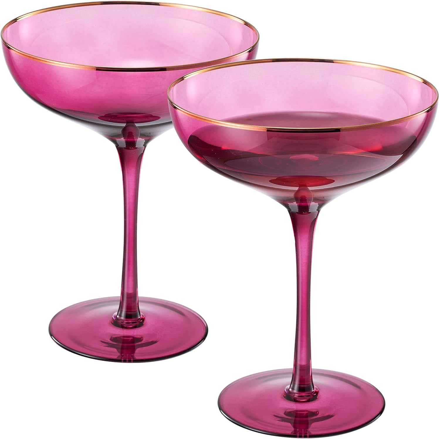 Colored Sunset Purple & Gilded Rim Coupe Glass, 9oz Cocktail & Champagne Glasses 2-Set Vibrant Co... | Amazon (US)