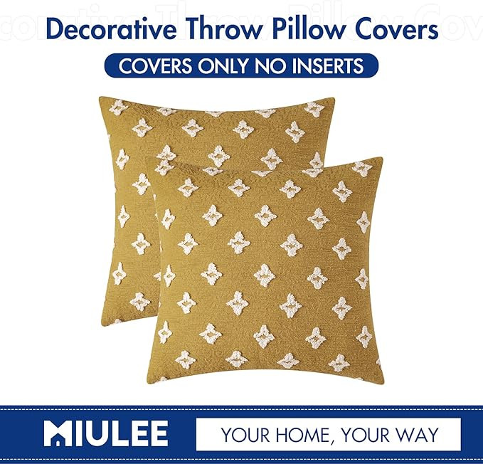 MIULEE Set of 2 Decorative Throw Pillow Covers Rhombic Jacquard Pillowcase Soft Square Cushion Ca... | Amazon (US)