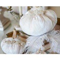 Set of Three Cream Velvet and Lace pumpkins | Etsy (US)