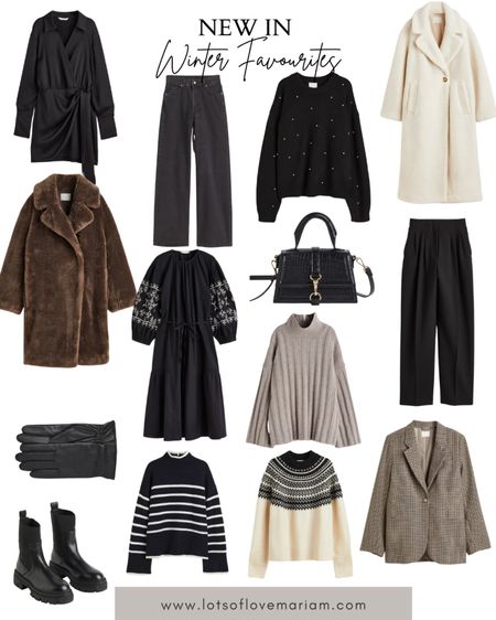 Winter essentials you need for your winter outfits 🤍 dogtooth patterned jacket, teddy coat, black Chelsea boots, wide leg jeans, faux leather trousers, knit jumper, rib knit jumper ,jacquard knit jumper, handbag, beaded jumper, satin wrap dress, high waisted tailored trousers 

#LTKSeasonal #LTKstyletip #LTKeurope