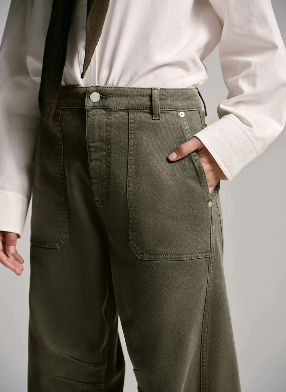 Khaki Utility Barrel Jeans | Mint Velvet