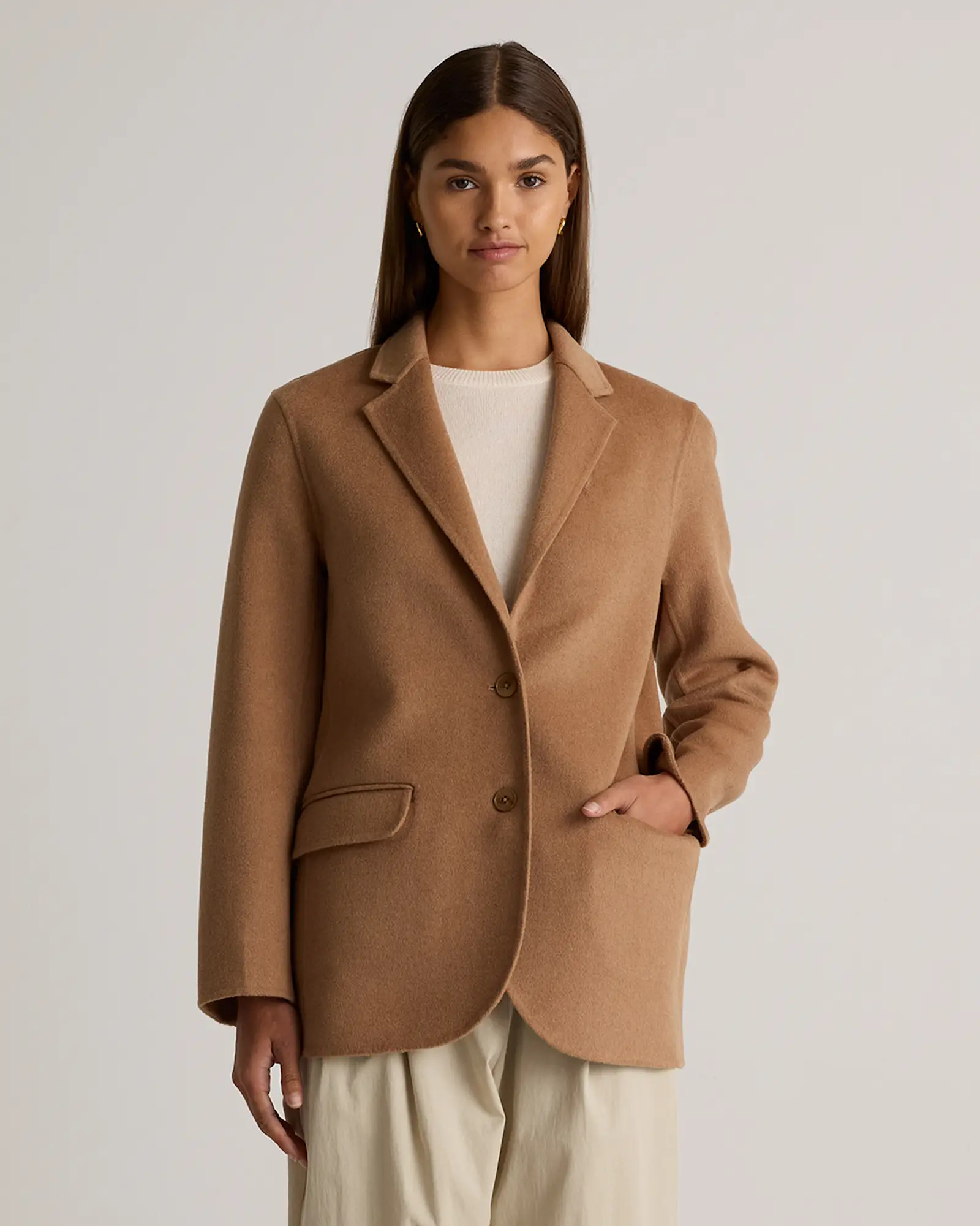 Double-Faced Merino Wool Soft Blazer in Caramel | Quince
