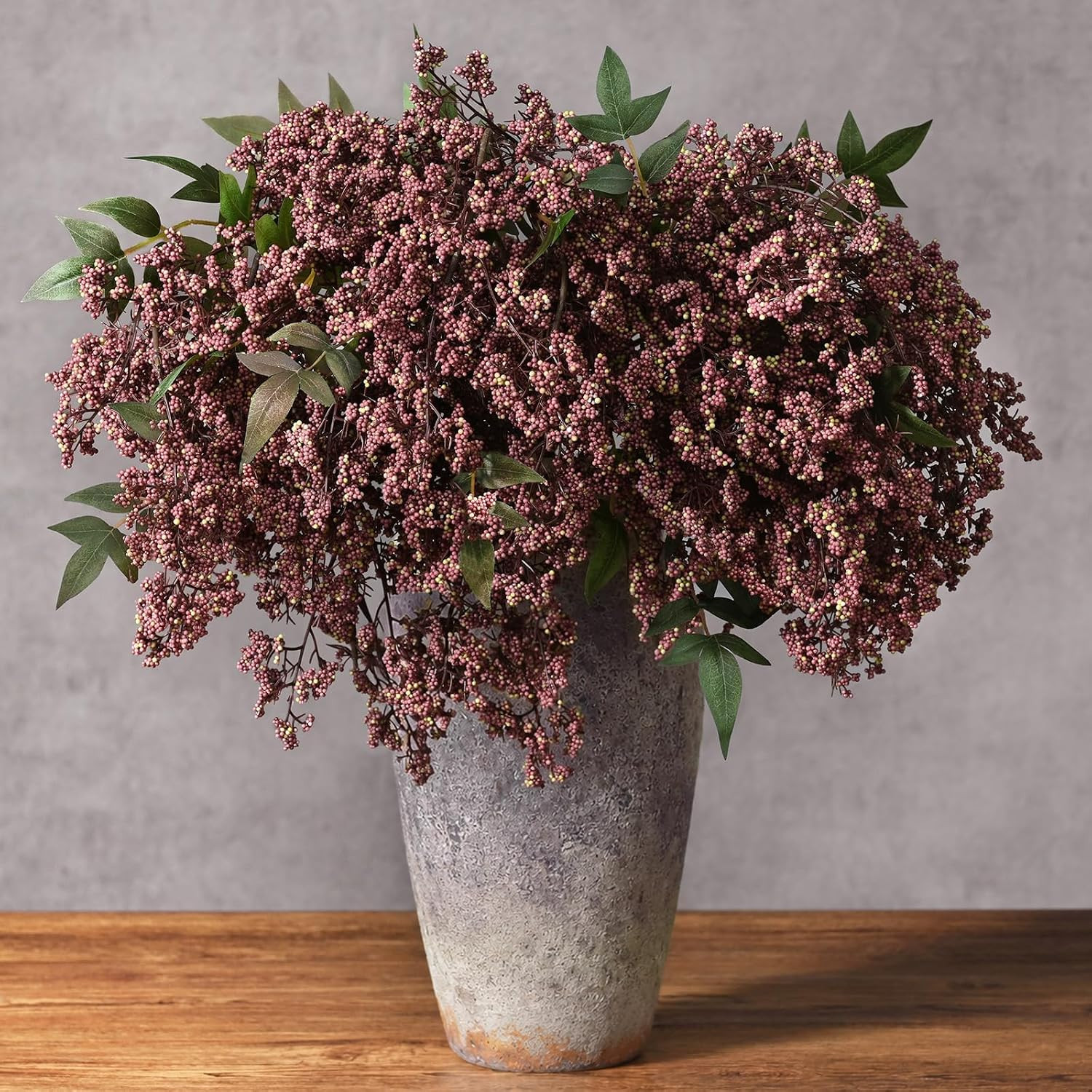 3Pcs 43In Faux Berry Stems, Artificial Nandina Fall Decor, Dusty Plum | Amazon (US)