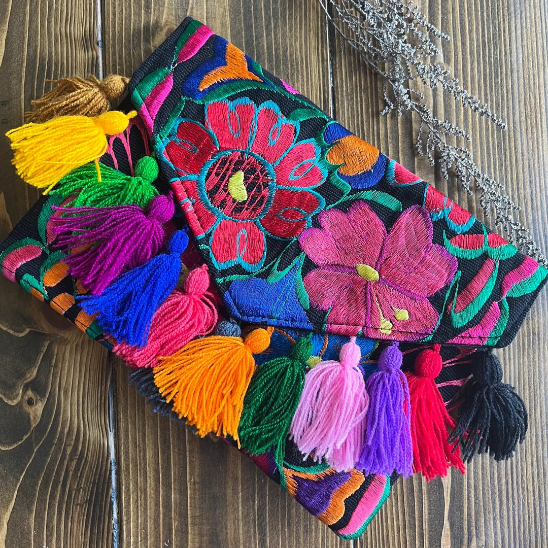 Handmade Embroidered Floral Clutch: Crossbody Bag | Etsy (US)