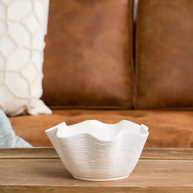New! White Ceramic Ruffle Bowl | Kirkland's Home