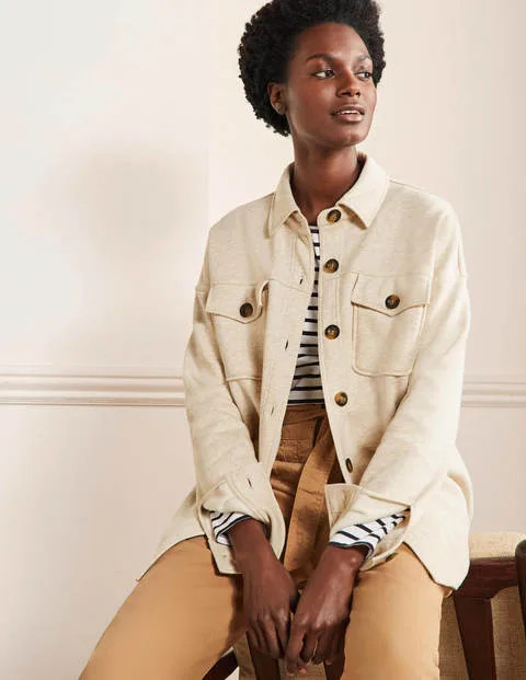Jersey Shacket - Oatmeal Marl | Boden US | Boden (US)