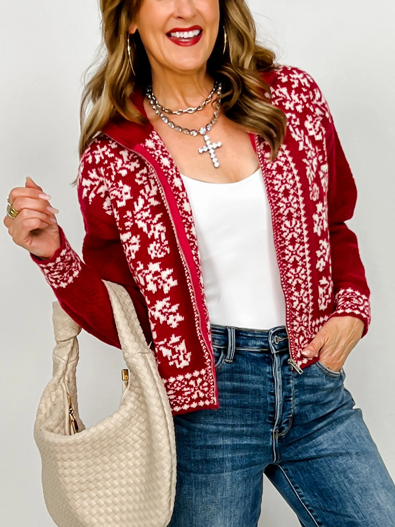 Mock Neck Knit Sweater Zip-Up Cardigan | Emma Lou's Boutique