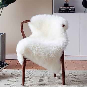 duduta White Faux Fur Chair Seat Covers, Fluffy Shag Sheepskin Bedside Rugs Throw Washable 2x3 ft | Amazon (US)