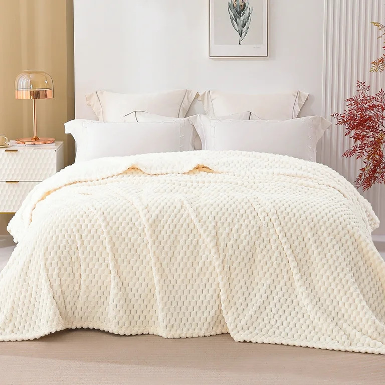 Exclusivo Mezcla King Size Soft Fleece Blanket, 90"x104" 3D Clouds Stylish Jacquard Velvet Blanke... | Walmart (US)