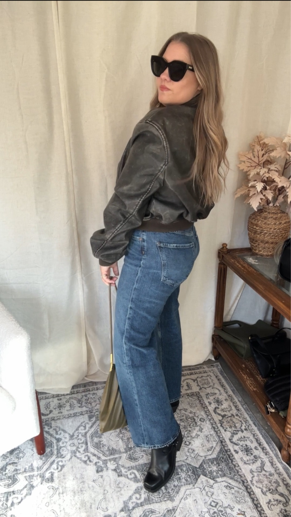 Faux bodysuit is a seamless top ( runs true to size) im in medium

Size large and a few others restocked in this bomber jacket ( you can also get notifications when your size restocks if its sold out) 

Its roomy but i still went with my regular jacket/ coat size ( it has shoulder pads) 

Jeans true to size

Boots are knee high but work under wide leg jeans - true to size and a score! 
