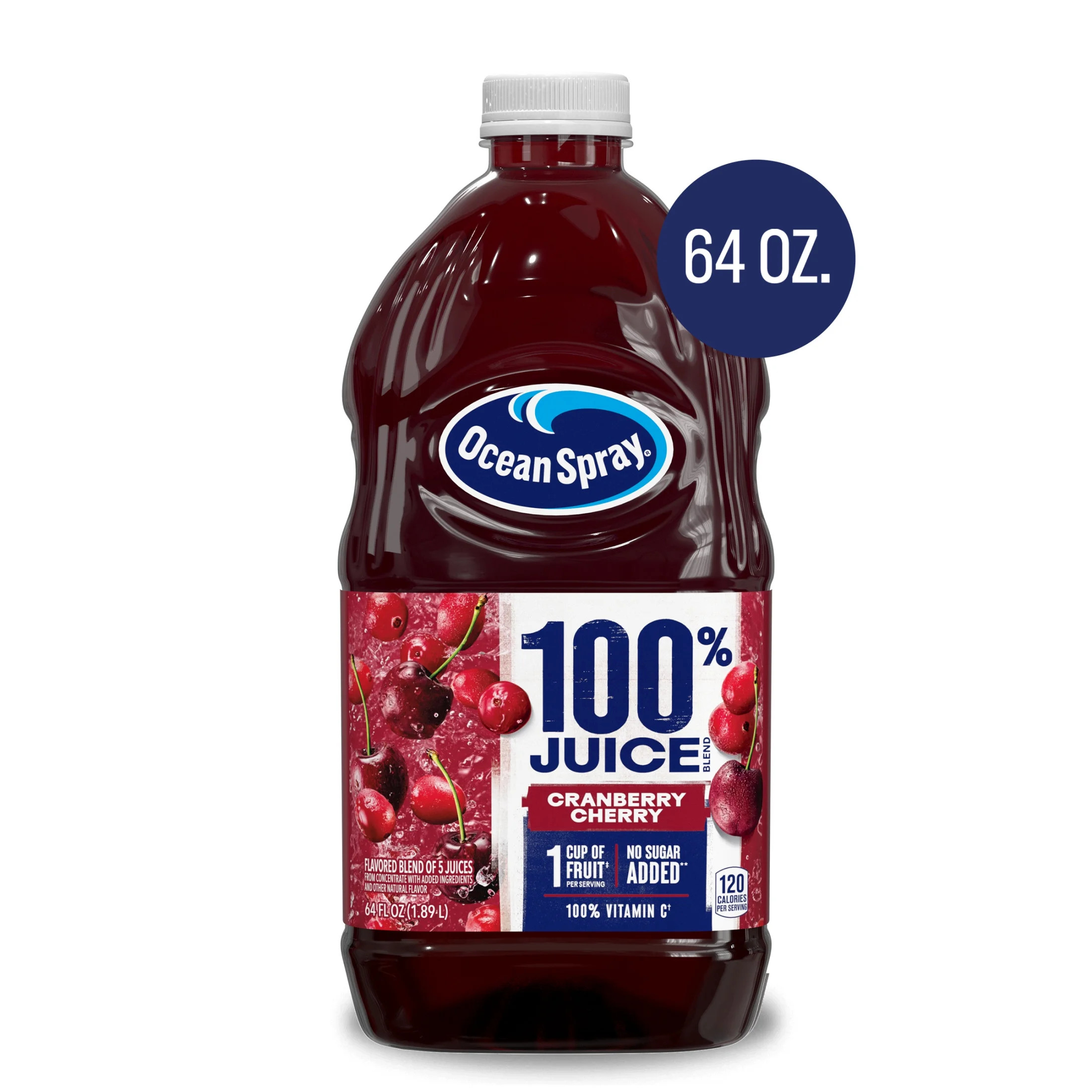 Ocean Spray® 100% Juice Cranberry Cherry Juice Blend, 64 fl oz Bottle | Walmart (US)