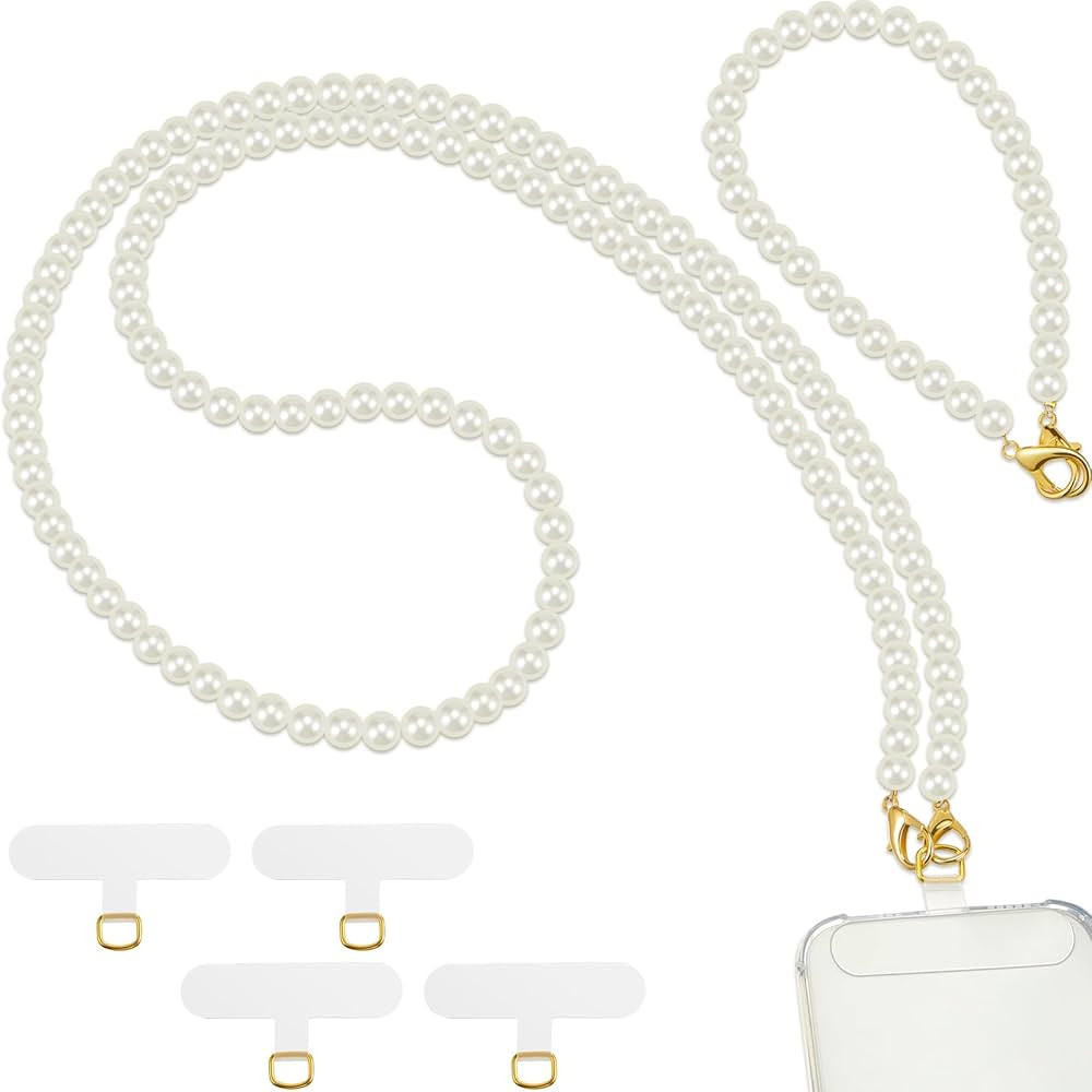 2 Pcs Pearl Beaded Cell Phone Lanyard, Crossbody and Wrist Strap with Tether Tabs for Most Phones... | Amazon (US)