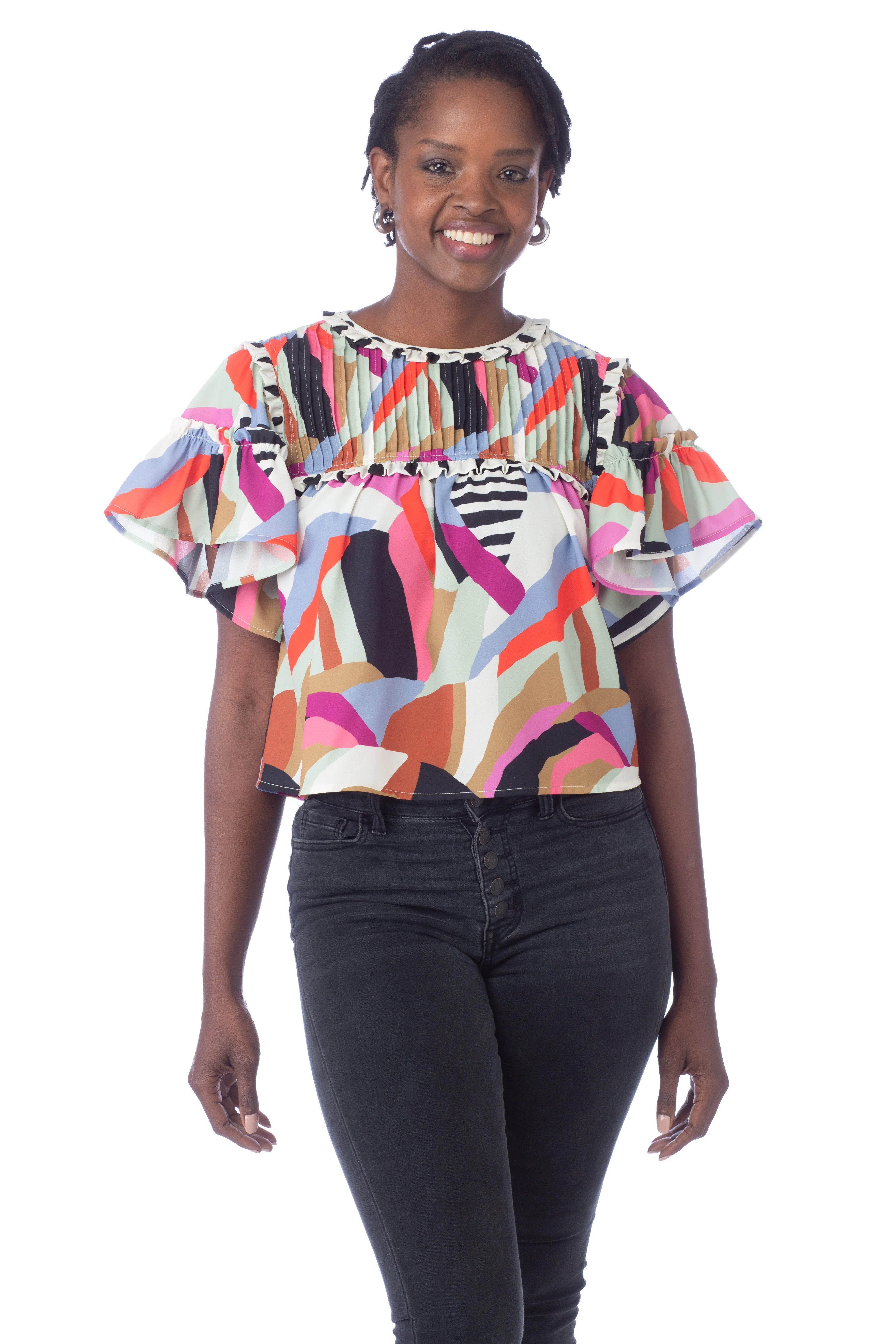 Ella Top in Terrain/Polka Dot | CROSBY by Mollie Burch