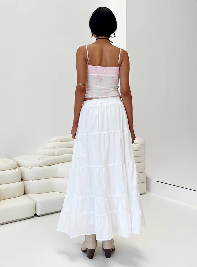 Garden Party Maxi Skirt White | Princess Polly US