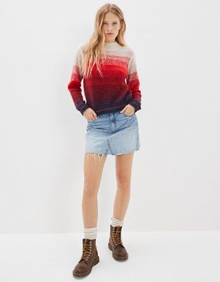 AE Ombre Stripe Mock Neck Sweater | American Eagle Outfitters (US & CA)