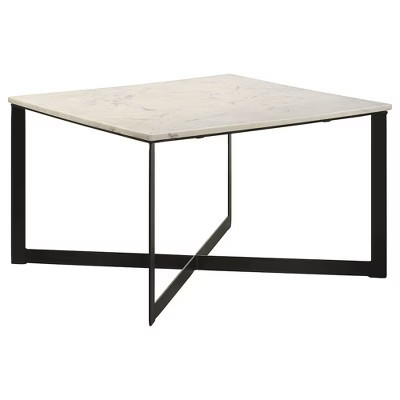 Coaster,Tobin Square Marble Top Coffee Table White and Black | Target
