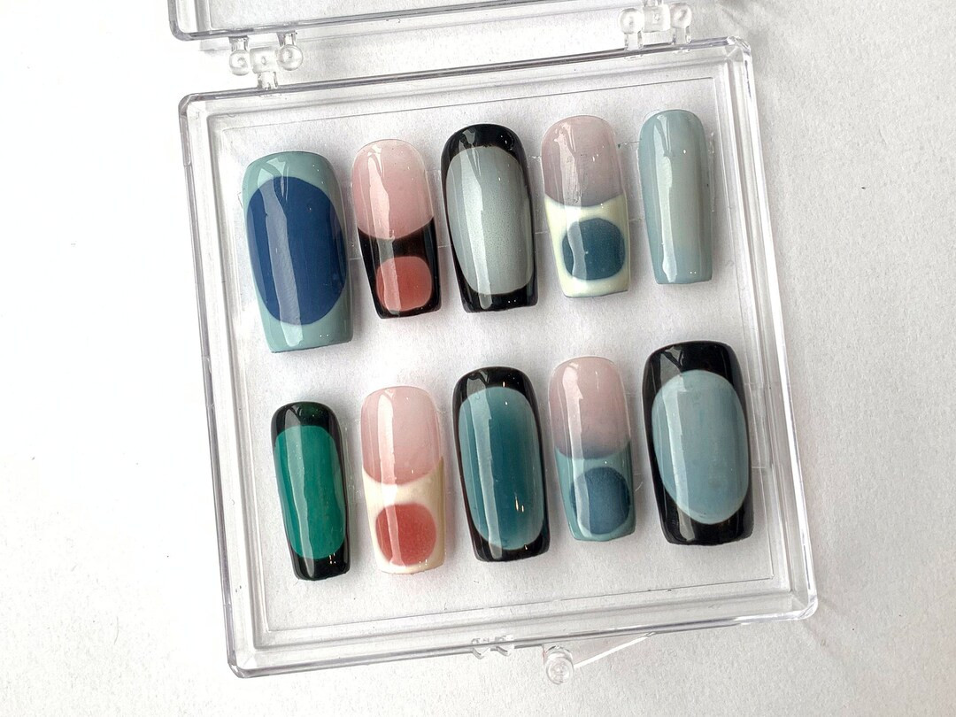 Classic French Tip Press on Nails Sophisticated Square French Nail Art Custom Handpainted Acrylic... | Etsy (US)